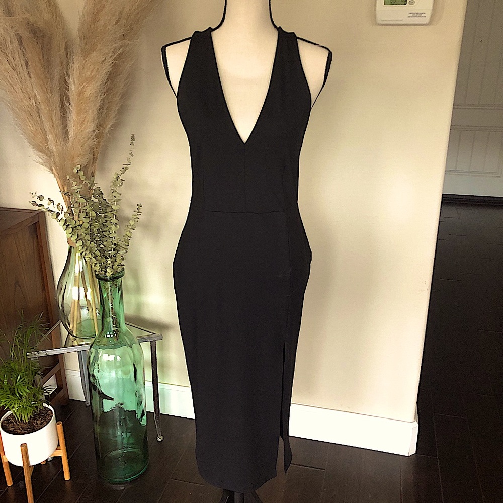 Leith Black Sleeveless Racerback Bodycon Dress SzM